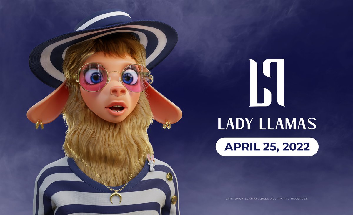 LaidBackLlamas's tweet image. "I can't wait to meet all of you at the end of April! xoxo 💋" - Chlloe 

💎 3000 #LadyLlamas Collection
📅 Minting April 25th 2022

For info on how to get whitelisted &amp;amp; more click here ▶️  medium.com/@LaidBackLlama…

#LBL #WomenInNFTs #NFT 💃🦙🚀🌜