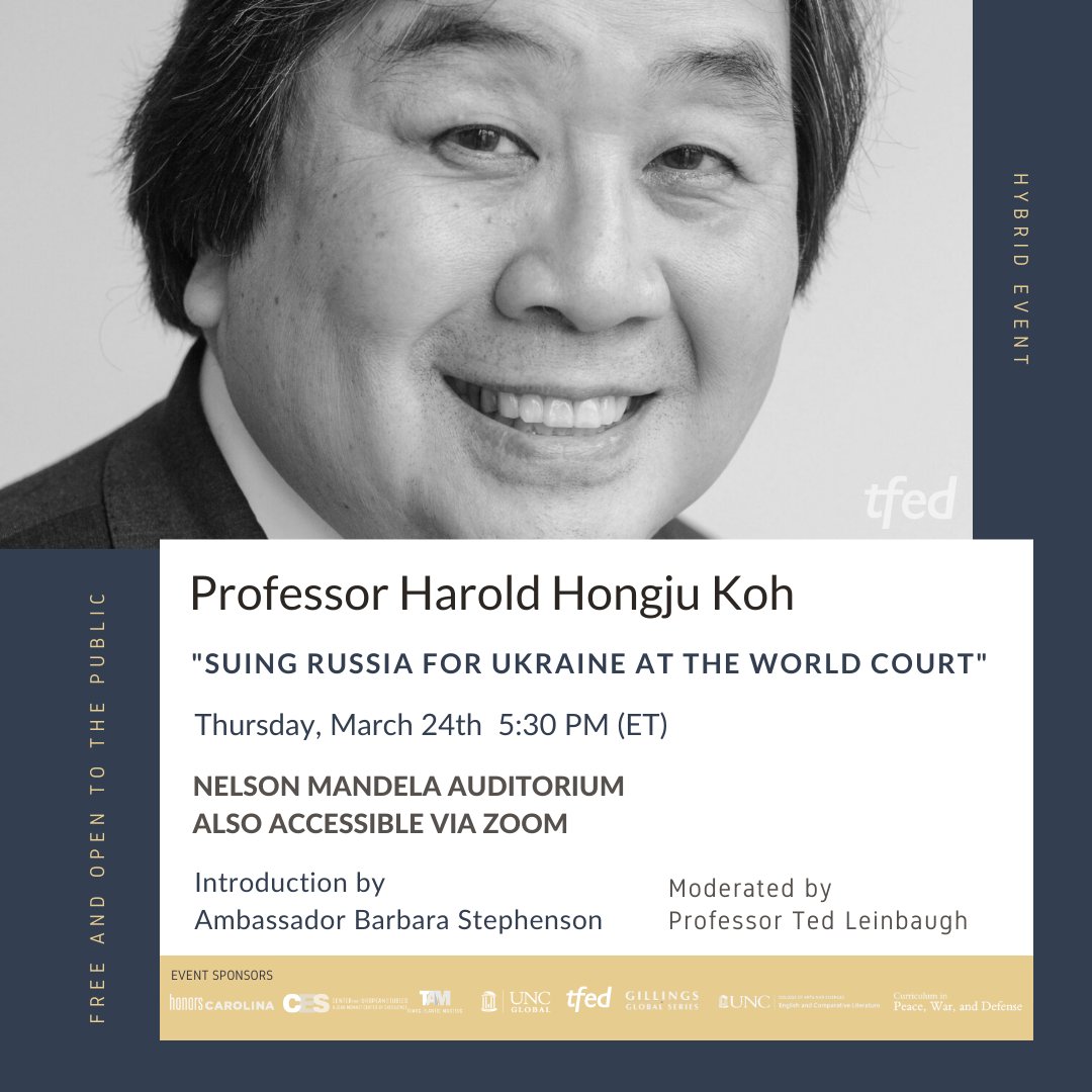Transatlantic Forum for Education and Diplomacy (@tforum4ed) on Twitter photo Join <a href="/tforum4ed/">Transatlantic Forum for Education and Diplomacy</a> and our co-sponsors in welcoming Professor <a href="/haroldhongjukoh/">Harold Hongju Koh</a> to the <a href="/UNC/">UNC-Chapel Hill</a> campus. This hybrid event is free and open to the public. To attend online, register at tfed.ngo/events. Join <a href="/tforum4ed/">Transatlantic Forum for Education and Diplomacy</a> and our co-sponsors in welcoming Professor <a href="/haroldhongjukoh/">Harold Hongju Koh</a> to the <a href="/UNC/">UNC-Chapel Hill</a> campus. This hybrid event is free and open to the public. To attend online, register at tfed.ngo/events.