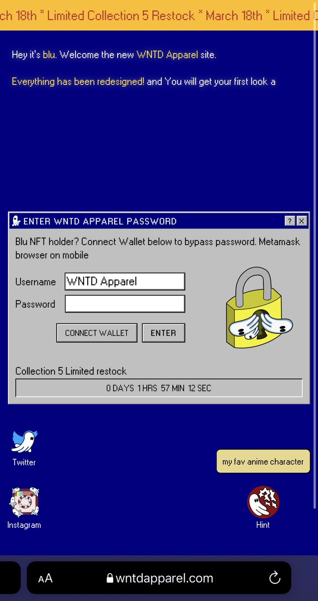 WNTDApparel.com is now available for Blu world NFT holders