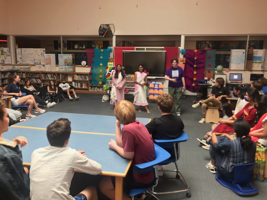 OPHS students came to celebrate Holi with Mrs. Dusek's class today.