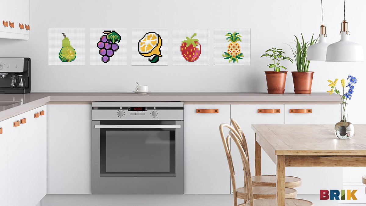 Spice up your kitchen with some BRIK fruit pixel art! What's your favorite fruit? #fruits #brikbuild #fruitart #kitchendecor #lego brik.co/pages/gallery-…