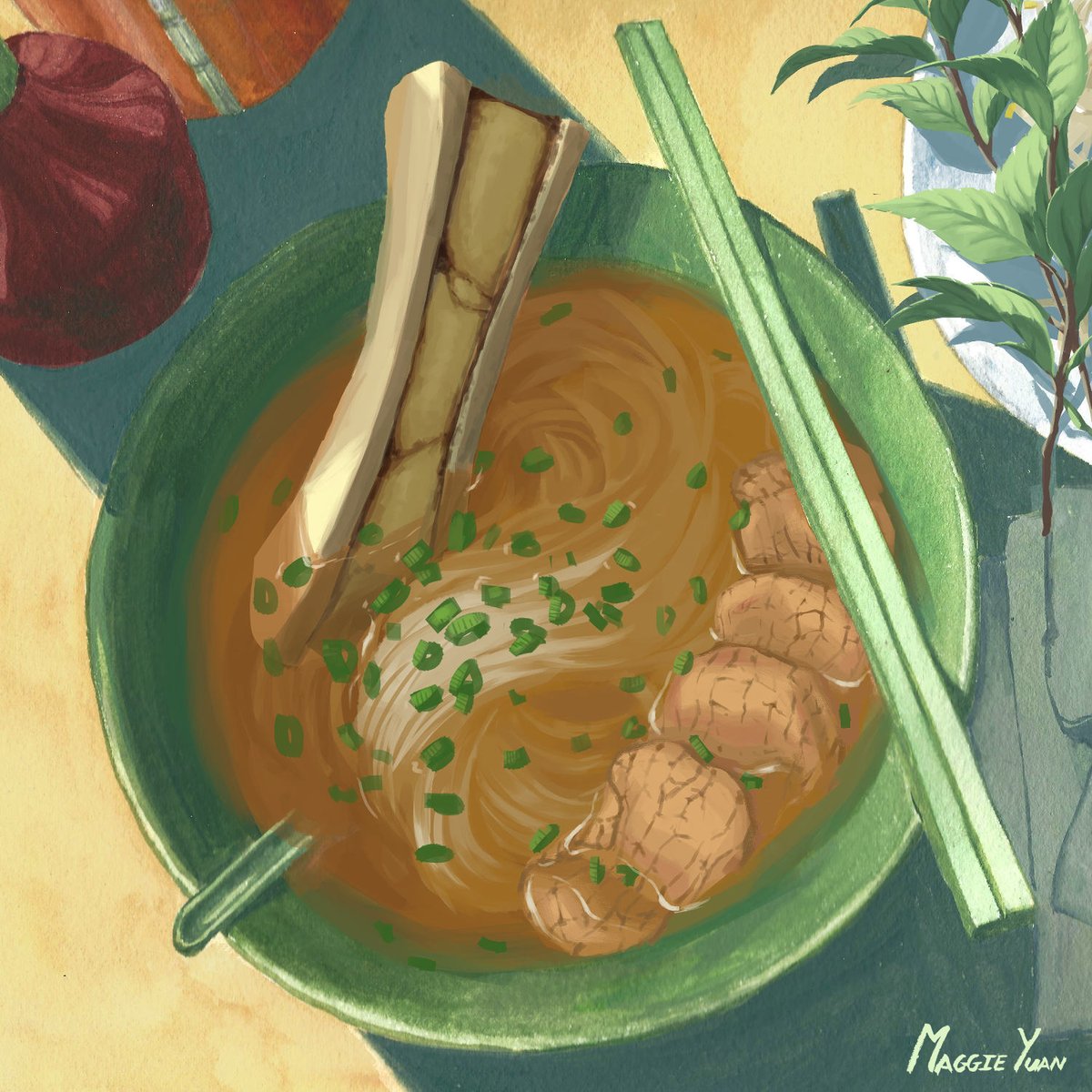 Umbralult's tweet photo. Ever want a bowl of pho with bone marrow?🤩(The green bowls inspired by my favorite pho place ever) https://t.co/XtWTd7HBGN