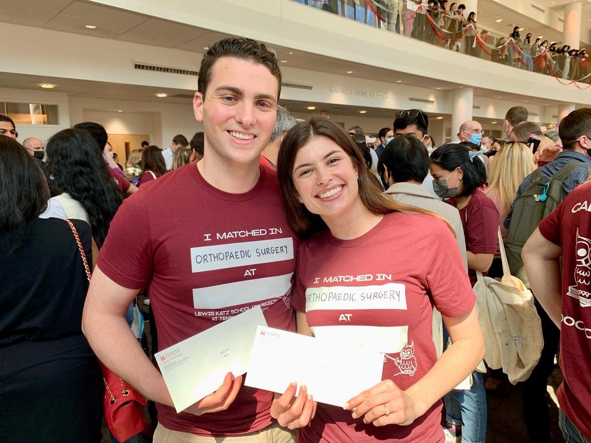 So incredibly excited to say we’ll be orthopaedic surgery residents! We are so grateful for the support of our families, friends, &amp; mentors. We did it!  #MatchDay2022 <a href="/templemedschool/">Temple Med School</a> <a href="/TempleOrtho/">Temple Ortho</a> #stjoesortho