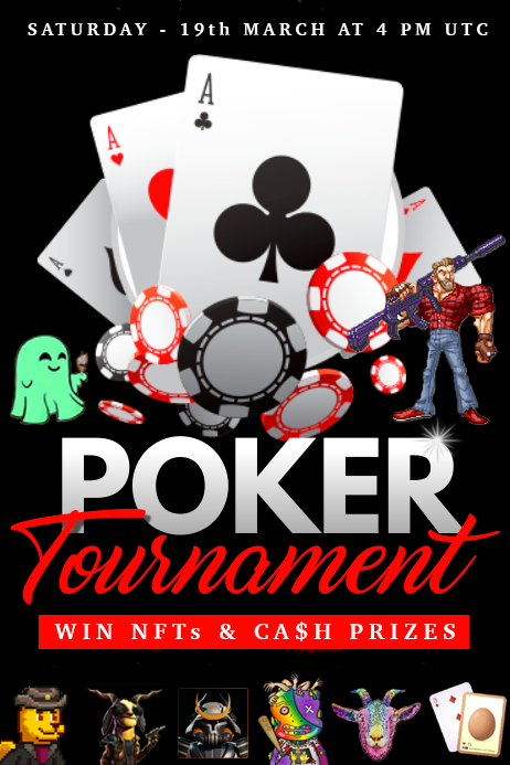 theprismarcade's tweet photo. Poker Tournament tomorrow!! Come join us and these other communities tomorrow at 4pm UTC:

https://t.co/6jctJ5MJaz

@BountyHunterNFT, @InfectedGangNFT, @S_G_O_A_T, @BcBillies, @TheWolfDogsnft, @Holdem__Hype, @hungryghostsc https://t.co/LX6QqevU7s
