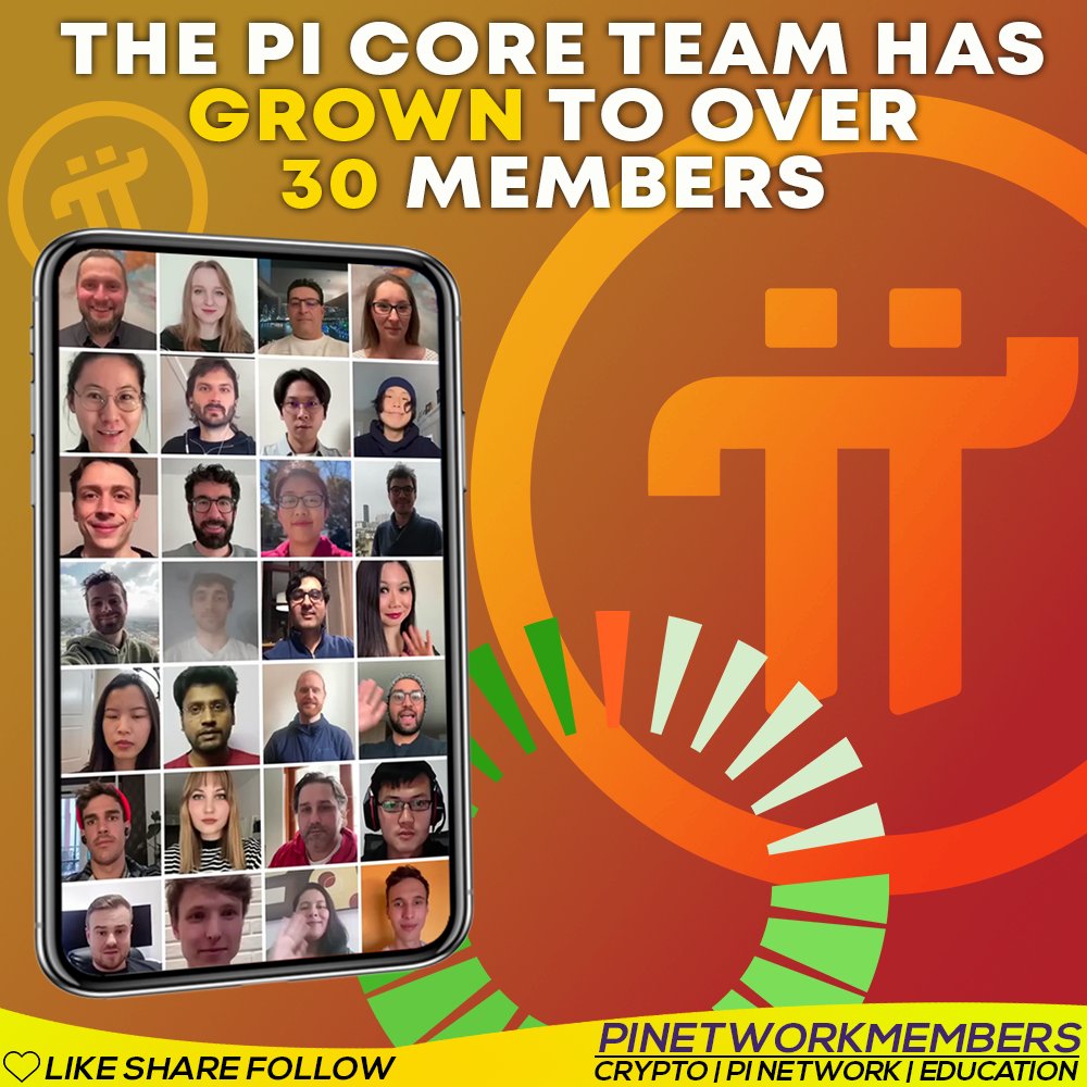 The Pi Core Team has grown to over 30 members ➡️ Join our Pi Group:  https://t.co/nhgDmXZjtX #pi #minepi #buildpi2gether #picoreteam