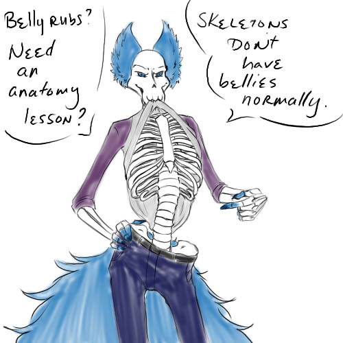 GenniiDrominda's tweet photo. #askboofthewolfskeleton #AskMrf Q #7: 'Favorite food? Views on the royal guard and definitely if belly rubs are allowed or not?' Unlike Boof, who doesn't realize he's desirable, Mrf knows what he's working with. #undertaleAU #myart #riiiibbss #inyourendo https://t.co/0A3YH0pj3p