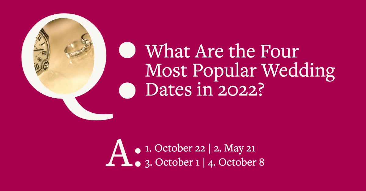 wedexpshow's tweet photo. It's the biggest year for weddings since 1984 — but what are the four dates likely to fill up the fastest? 

Source: WeddingPro via Ray Bialek. 📷 Thorn Yang https://t.co/K5AXVpRYWW