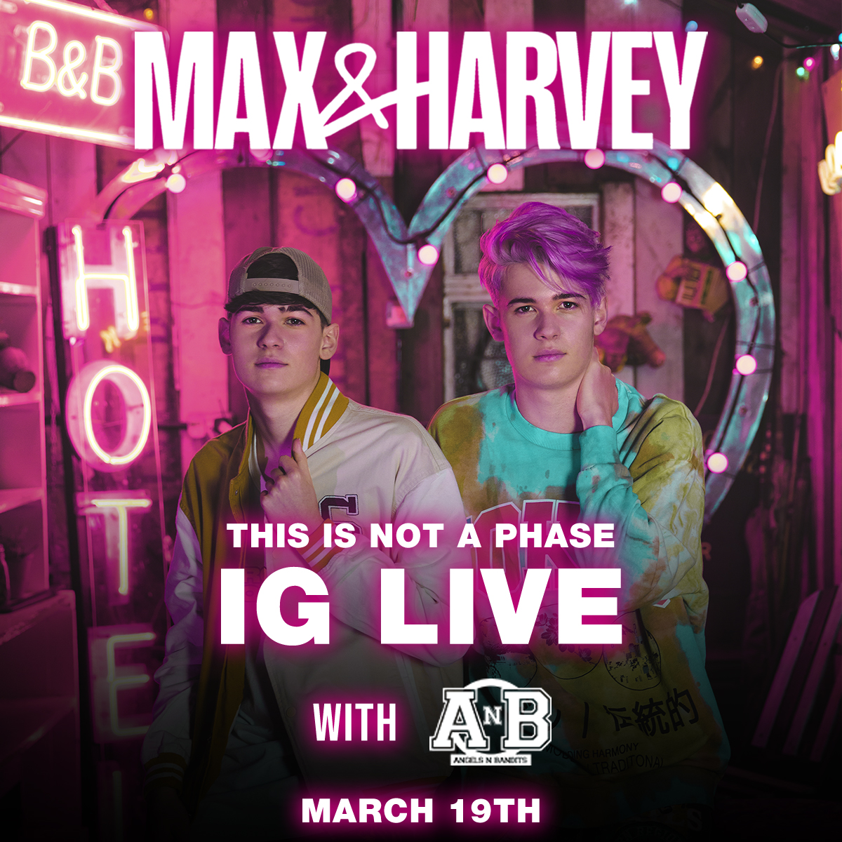 maxandharvey's tweet photo. We’re hanging out with @angelsnbandits tomorrow on IG Live at 2pm GMT 🔥 We’re talking music, #ThisIsNotAPhaseTour, and whatever else comes to mind. Have your questions ready!

https://t.co/2oofrTROmk https://t.co/nfrZwv1FTs