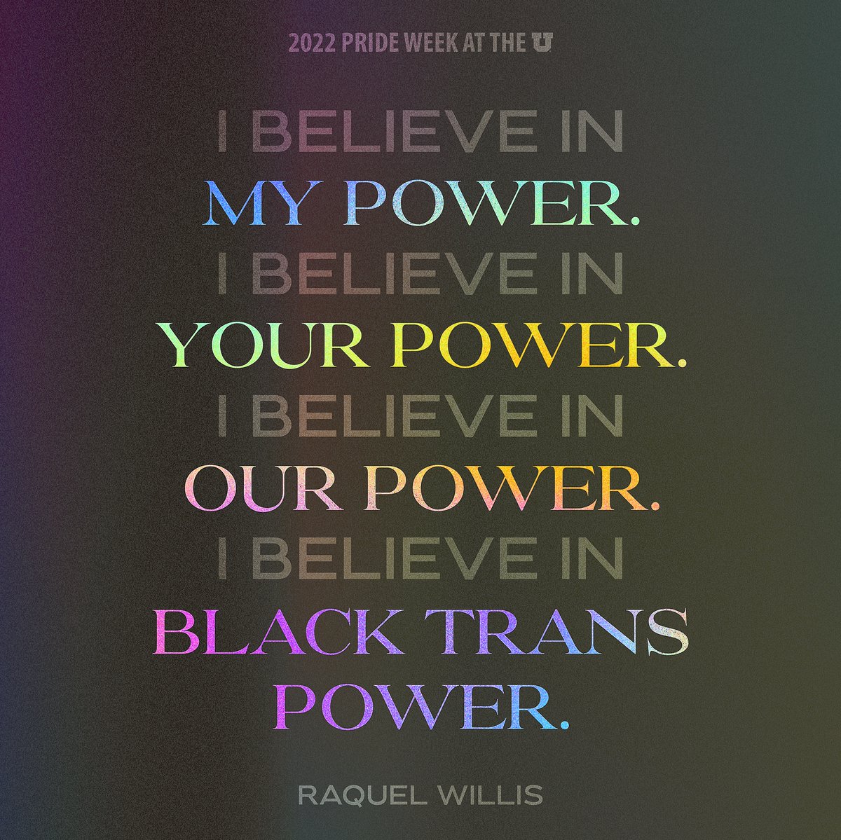UofU LGBTRC (@uofulgbtrc) on Twitter photo <a href="/UUtah/">University of Utah</a> is honored to host <a href="/RaquelWillis_/">Raquel Willis (BACKUP)</a> as the Pride Week 2022 keynote speaker. Willis will speak on the Pride Week theme, solidarity.
🗓️ March 29 | 4pm
📍 <a href="/S/">『S』</a>.J. Quinney College of Law - University of Utah | Moot Courtroom
💻 diversity.utah.edu/event/pride-ra…
@uofuedi @uofuhealthedi <a href="/UUtah/">University of Utah</a> is honored to host <a href="/RaquelWillis_/">Raquel Willis (BACKUP)</a> as the Pride Week 2022 keynote speaker. Willis will speak on the Pride Week theme, solidarity.
🗓️ March 29 | 4pm
📍 <a href="/S/">『S』</a>.J. Quinney College of Law - University of Utah | Moot Courtroom
💻 diversity.utah.edu/event/pride-ra…
@uofuedi @uofuhealthedi