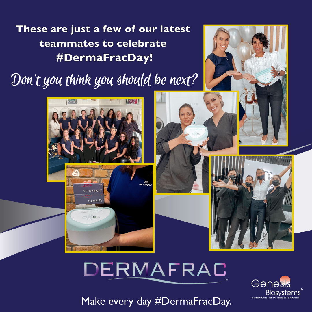 GenesisBio's tweet photo. Shouldn't every day be #DermaFracDay? Contact us via our website today to be put in touch with a distributor and find out when you can start celebrating. 

#dermafrac #genesisbiosystems #genesisbio #microneedling #infusion #exfoliation #aesthetician #aesthetics #skincare #facials https://t.co/RfzFKwhtXc