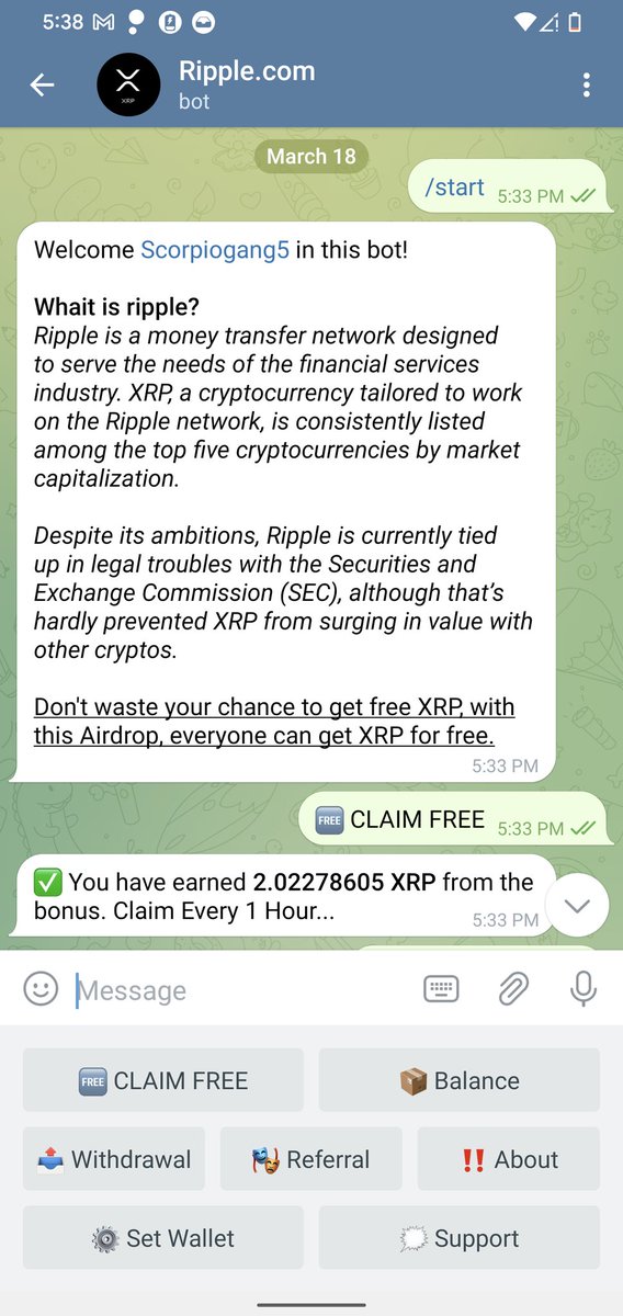 Don't miss out on free money 💸💰💰
Quit believing that you'll just randomly get picked by people.... And GO GET A BAG!!!!! 💰

t.me/XRP_RippleAird…