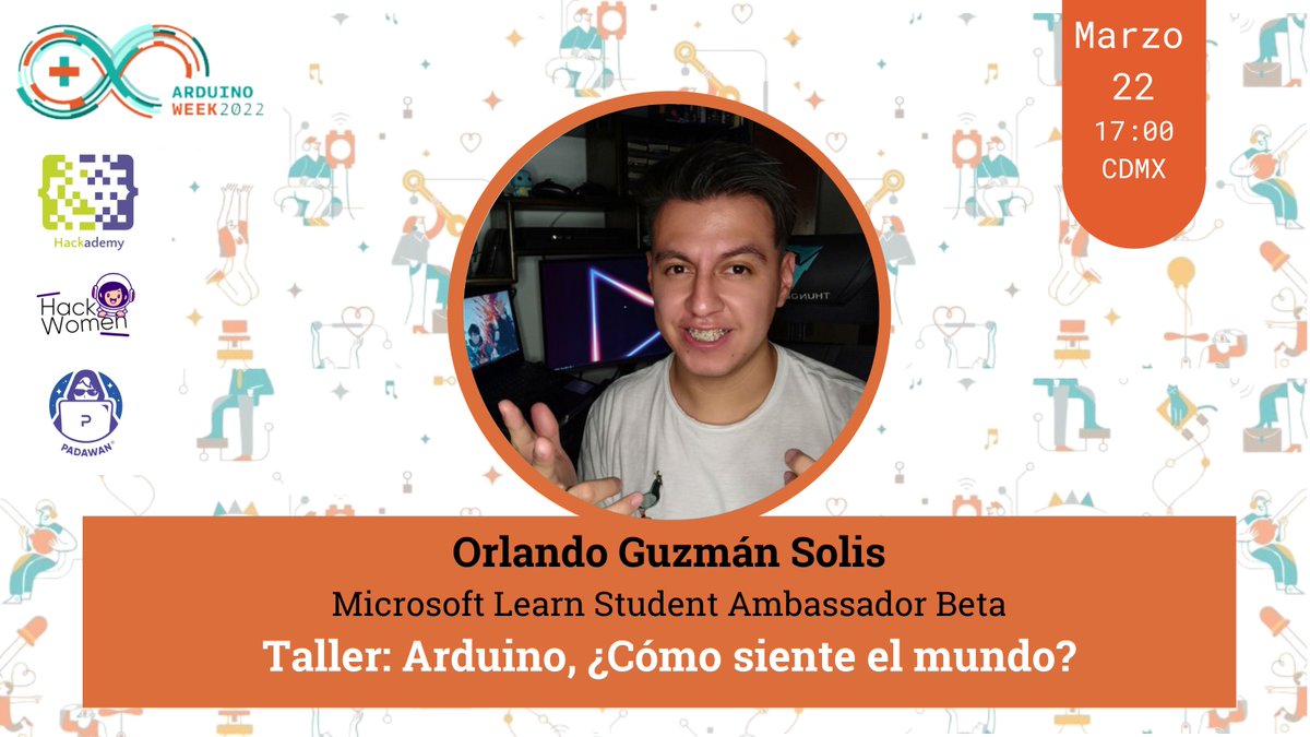 somospadawans's tweet photo. ¡Hey Padawan!
Save de Date
En el marco del #ArduinoWeek2022
@OrlandoBatiz nos presentara el
taller: Arduino, ¿Cómo siente el mundo?
¡No te lo puedes perder!
📆 Martez 22, 17:00 CDMX
Link de registro:
https://t.co/QduODE7GSM
#PadawanArduinoWeek2022
#makers #arduino https://t.co/5oJseyZp2T