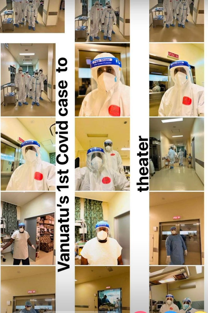 obed_doc's tweet photo. 🇻🇺's first #COVID19 positive case going into the operating theater! 

A new experience for our OT-Users Team. But, I mean, look at our health care workers go!  🥰🤗 

I am super-duper proud of these #healthcare workers!!!! 👏🏾👏🏾

📷 Dr Robin A. https://t.co/z10Y089B4v