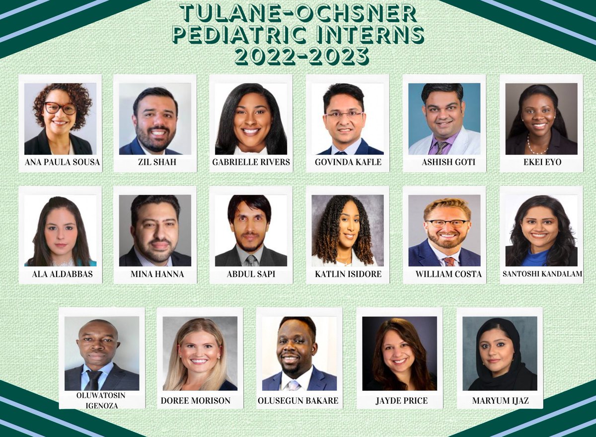 Tulane Pediatrics Residency (@tulpeds) on Twitter photo We are excited to announce our incoming 2022-2023 categorical peds, med peds and triple board intern class! We cannot wait to meet you and welcome you into our family!
<a href="/TulaneMedicine/">Tulane Medicine</a>
#MatchDay2022 #pedsmatch22 #futureFAAP #futuretweetiatrician We are excited to announce our incoming 2022-2023 categorical peds, med peds and triple board intern class! We cannot wait to meet you and welcome you into our family!
<a href="/TulaneMedicine/">Tulane Medicine</a>
#MatchDay2022 #pedsmatch22 #futureFAAP #futuretweetiatrician