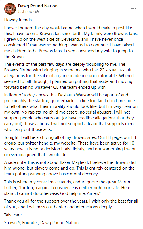 DawgPoundNation's tweet photo. A note from Shawn and the rest of the DPN staff. https://t.co/CLgDNl10Dn