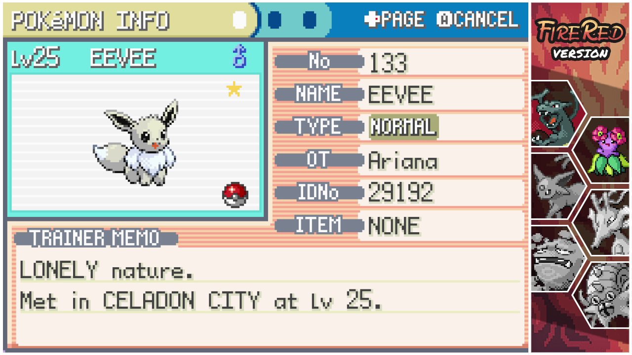 ✨Tibo✨ on Twitter: "Shiny Eevee 26,384 resets! Took a while, but he's 3rd member of my Firered Dream Team Quest. He will be a beautiful shiny Espeon after I