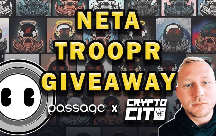 Passage (@passageio) on Twitter photo Time for a Giveaway!
The <a href="/NetaMoney/">NETA</a> Trooprs collection by <a href="/rendrasc/">rendrasc ⚡️</a> is launching on the Passage Marketplace on March 31, and we are teaming up with <a href="/Cryptocito/">Cryptocito | Cosmos ⚛️</a> to give away 20 NETA Troopr NFTs!
Join over on the Gleam page!
gleam.io/Y8u1R/passage-… Time for a Giveaway!
The <a href="/NetaMoney/">NETA</a> Trooprs collection by <a href="/rendrasc/">rendrasc ⚡️</a> is launching on the Passage Marketplace on March 31, and we are teaming up with <a href="/Cryptocito/">Cryptocito | Cosmos ⚛️</a> to give away 20 NETA Troopr NFTs!
Join over on the Gleam page!
gleam.io/Y8u1R/passage-…