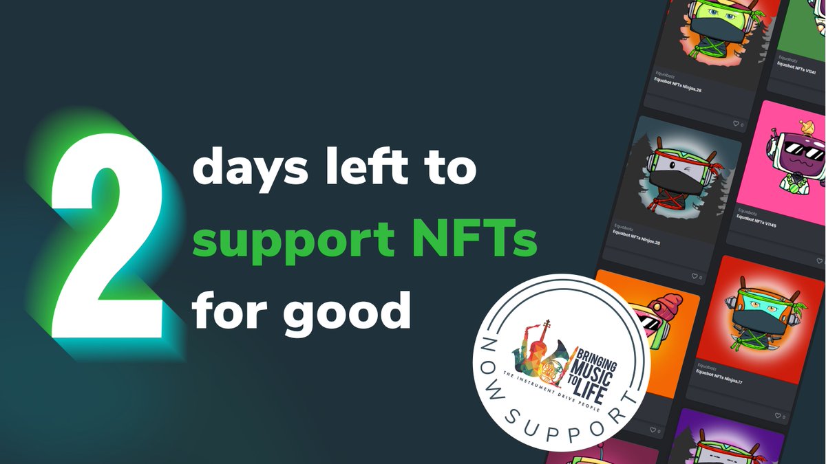 Don't Miss Your Chance To Give Back! – 2 days left of Equabotz giving 20% of all proceeds to the non profit Bringing Music to Life. Check out the collection today! opensea.io/collection/equ…