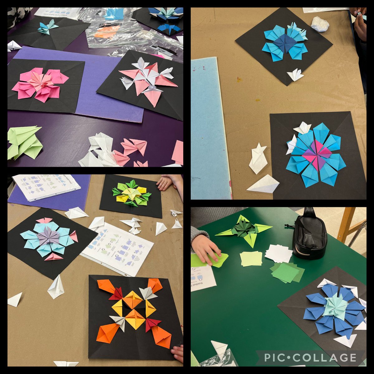 Fourth graders working hard on their radial symmetry origami #mathandart #OTESpride
