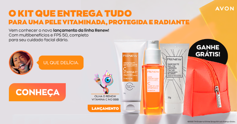 AvonBR's tweet photo. Renew é um ARRASO, é pra todo mundo, hidrata, protege, entrega TUDO! 🍊✨

Vem conhecer o novo Kit #TodaVitaminada completo com Vitamina C e ganhar uma necessaire exclusiva pra guardar toda a sua IS-QUEI KÉ-RI! 🐆🐆
