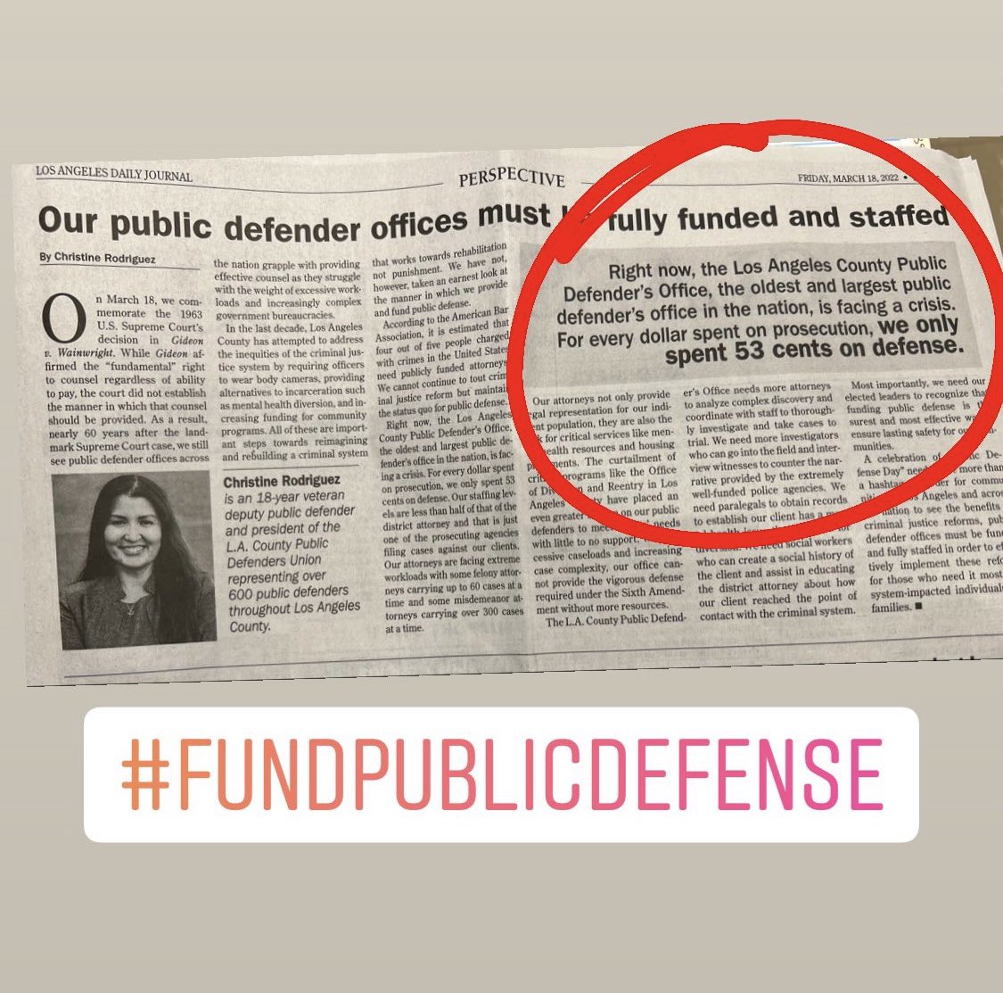 Proud of @LApubdefunion for always fighting for our system-impacted communities! #fundpublicdefense #PublicDefenseDay ⚖️