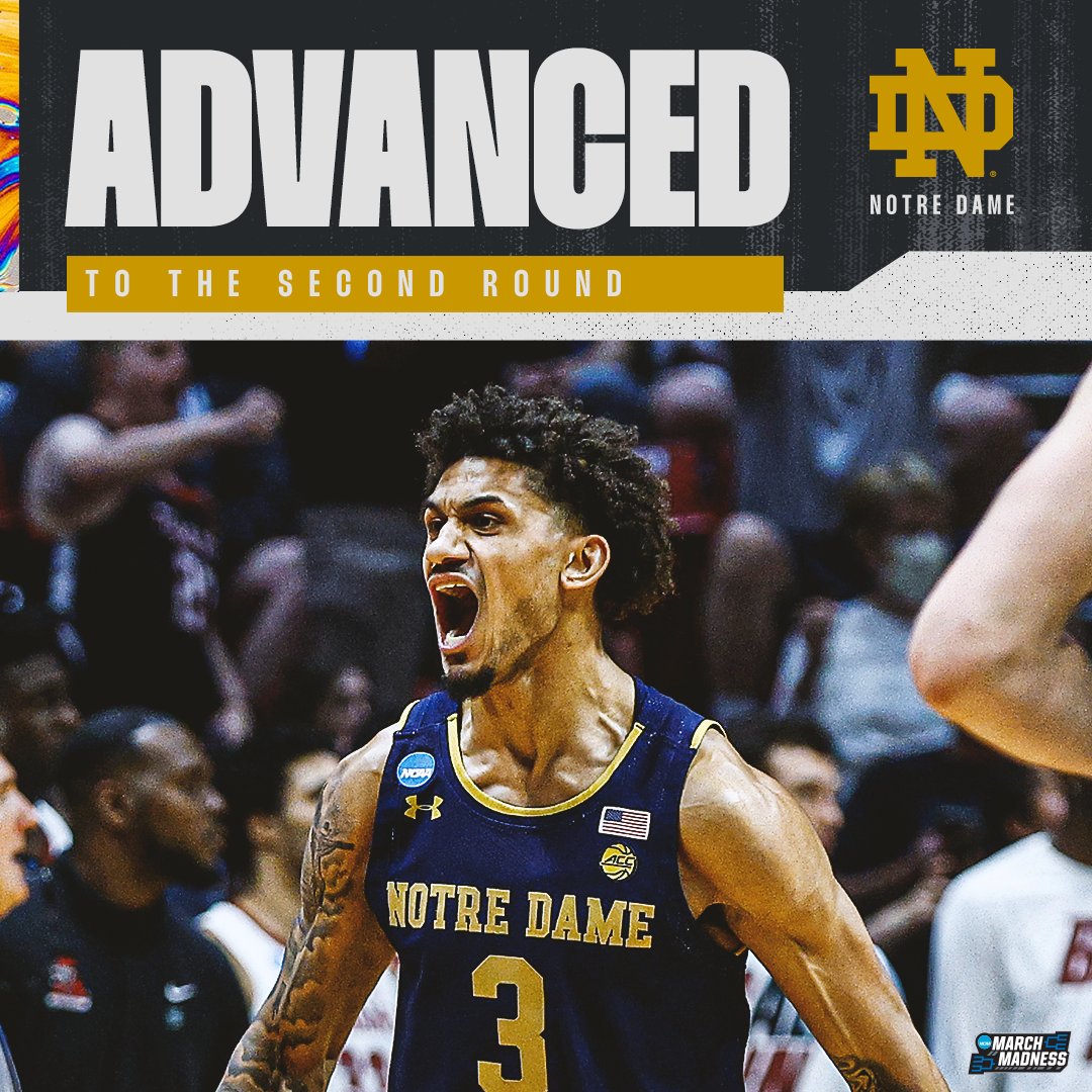 🚨 UPSET ALERT 🚨

(11) Notre Dame defeats (6) Alabama 78-64 to move on to the second round ☘️

#MarchMadness