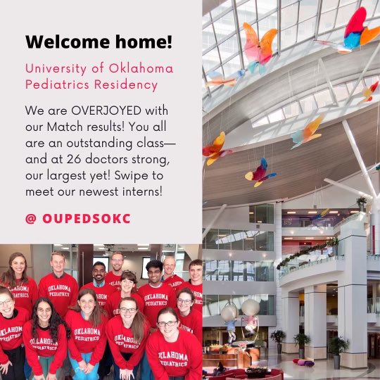 caseyhestermd's tweet photo. Welcome to OklaHOMEa to our new pediatric interns! We are beyond thrilled and can’t wait to see you in July! #tweetiatricians #pedsmatch2022 #futurepedsres https://t.co/oflFnhDjh9