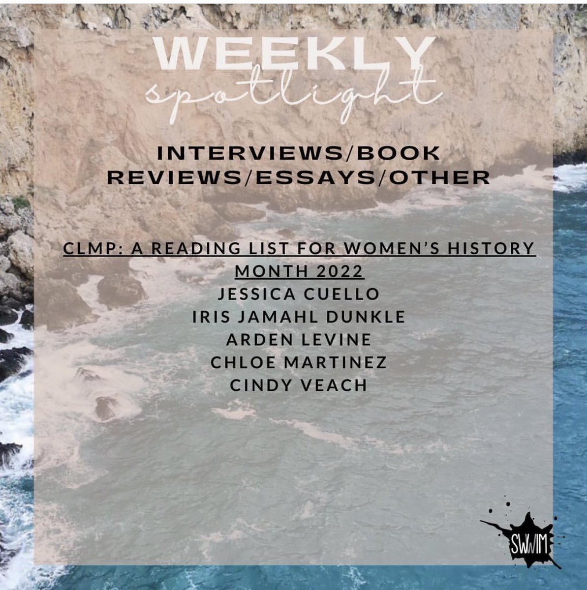 Congrats to this week’s #SWWIMmers on your #publications, #awards, and #honors! Don’t forget to DM or email us your good news! #SwwimEveryDay #SwwimWithUs #ItsLit #PoetryCommunity #RaiseWomensVoices
