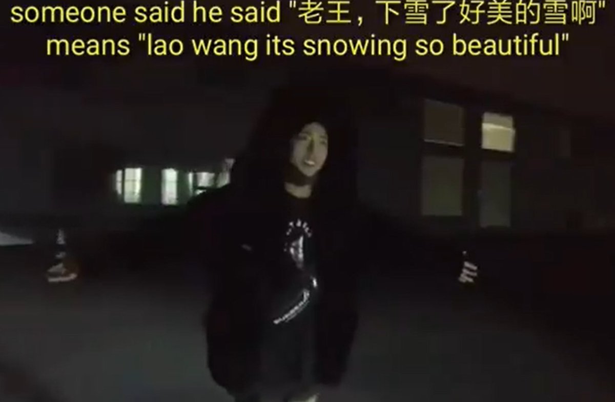 it's snowing lao wang cpn THAT VIDEO OF XZ ENJOYING THE SNOW LIKE THE CUTE BABY HE IS AND HIS TEAM MUTING ONE PART OF IT WHERE PEOPLE THINK HE SAID "it's snowing, lao wang!" I'M JUST GONNA CRY IN THE CORNER.