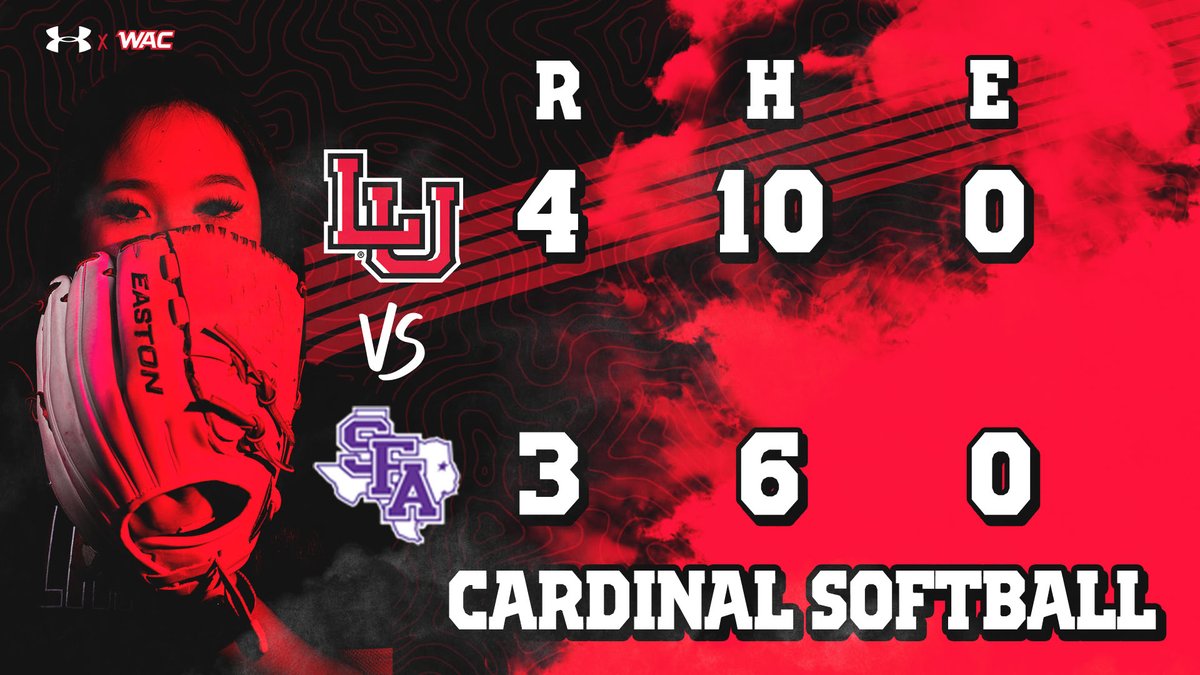 CARDS WIN!!! Bean scores on an Ancelot RBI double in the top of the seventh for the game-winning hit. Big Red now looks for the series victory at SFA noon Saturday. #WeAreLU