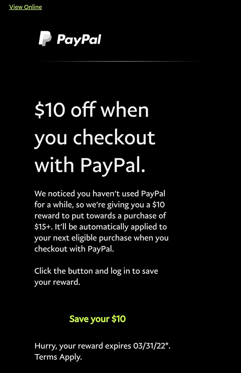 Hey <a href="/PayPal/">PayPal</a> , if you send someone an email that you're giving them a $10 certificate, probably a bad idea to then say they aren't eligible for it 🤣 #marketingfail