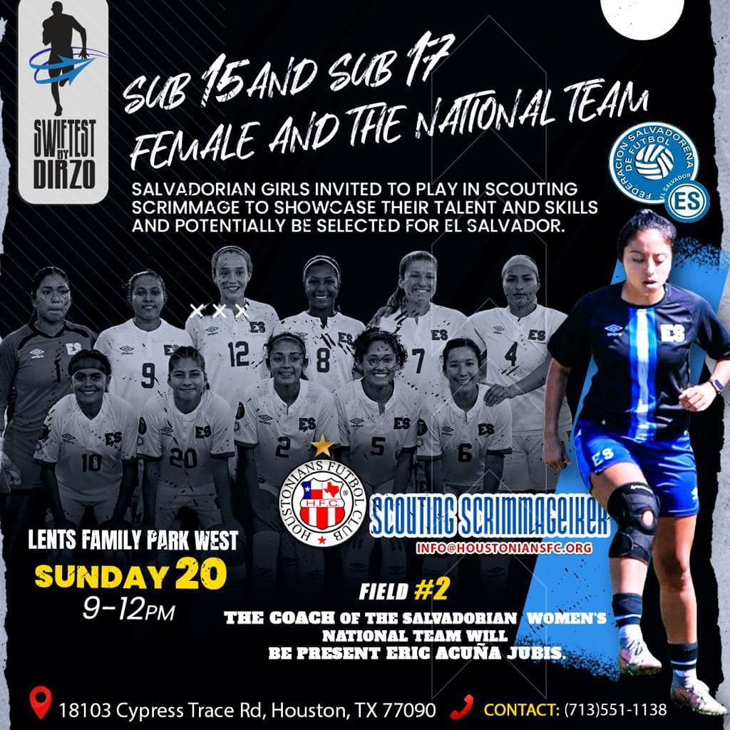🇸🇻👏🏻l ¿Quieres formar parte de nuestras Selecciones Femeninas juveniles?.
Esta  es la oportunidad para participar en las visorias en Estados Unidos, que realizará el D.T. Eric Acuña. 
📍Dallas 
🗓19.03.2022
📍 Houston 
🗓20.03.2022