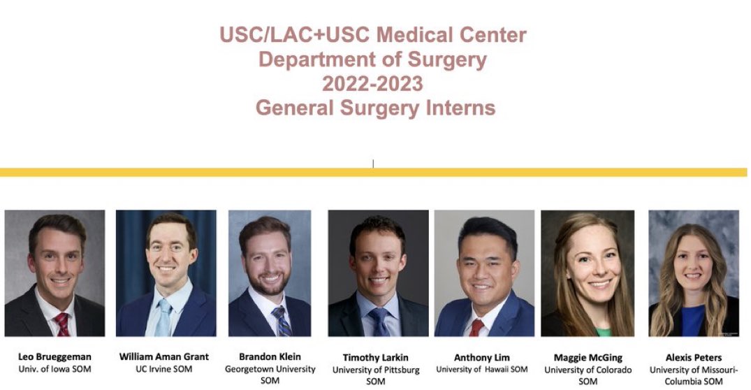 Excited and proud to announce our incoming General Surgery Interns!
#GenSurgMatch2022 
#FightOn 
Welcome to the Trojan family.  The future of USC Surgery is bright!