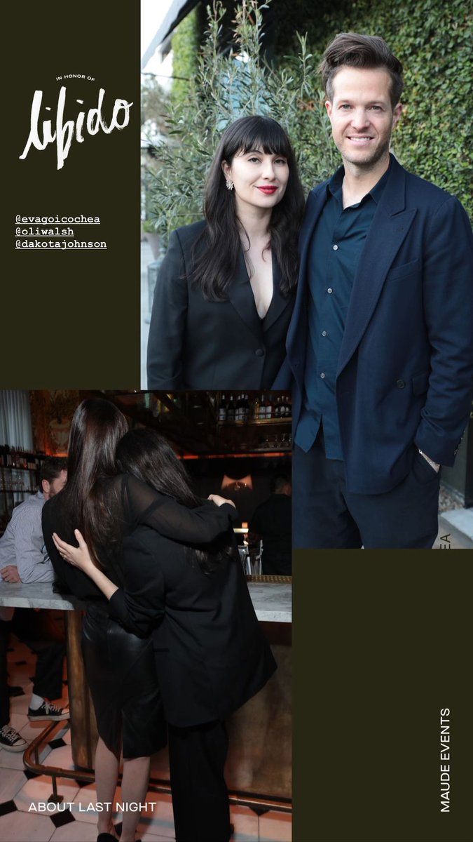 SiExisteLAFS's tweet photo. Y con la llegada de #Libido de Maude y Asystem, una noche privada en el restaurante Gigi's para este lanzamiento junto a los creadores Eva Goicochea, Dakota Johnson y Oliver Walsh .. ππ₯β¨π
#DakotaJohnson #EvaGoicochea #OliverWalsh #Getmaude #Asystem https://t.co/uVl6kWjyeD