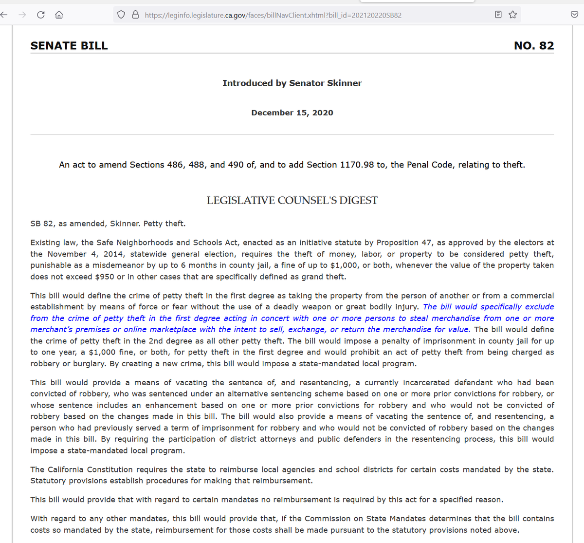 TheUnsaid11's tweet photo. @JennyGShao Definitely not the (former) Boudin Chief of Staff.
He definitely would be a politician who would support a bill like #SB82 :
The "Prop 47" of robbery -- so punching a woman for her purse could be considered "petty theft" and be treated as all other misdemeanor theft --> ignored. https://t.co/bKVFqkLXpJ