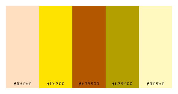 ColPaletteBot's tweet photo. Beep beep, here's a pretty color palette for you!
color-scheme.js parameters used:
- hue: 254
- variation: default
- colors: #ffdfbf, #ffe300, #b35800, #b39f00, #fff8bf
Have a lovely evening!
#twitterbot #colorpalette #colors #palette #prettycolors https://t.co/OnLMrvfGiN