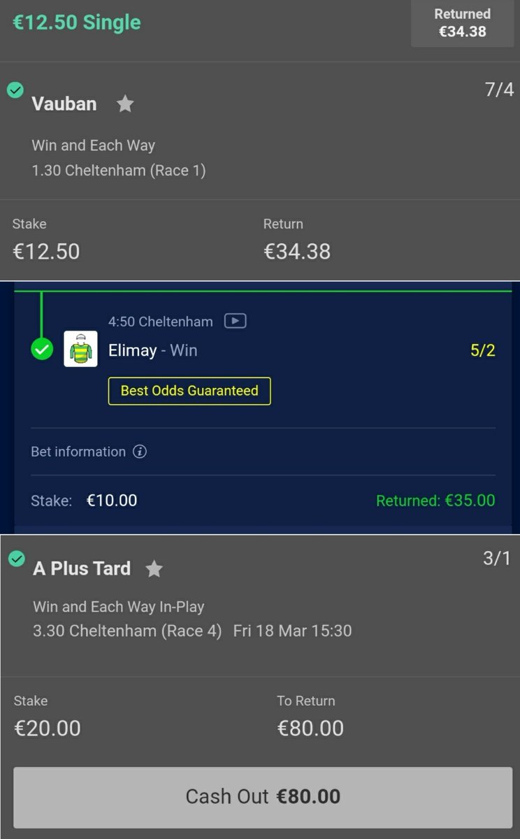 TheStatsKing's tweet photo. BOOKIES BASHED AGAIN💥

Football
✅ 3/1 BET BUILDER
✅ 4/5 INPLAYS

Horses
✅ 3/1 WINNER
✅ 7/4 WINNER
✅ 5/2 WINNER

✅ 20/1, 9/1 ,7/1 PLACES

What a day and what a week!🔥 Absolutely SMASHED Cheltenham💪And of course another acca tonight too👍Join here👇
https://t.co/lsAeV5TQXc https://t.co/uRPRzhdbmH