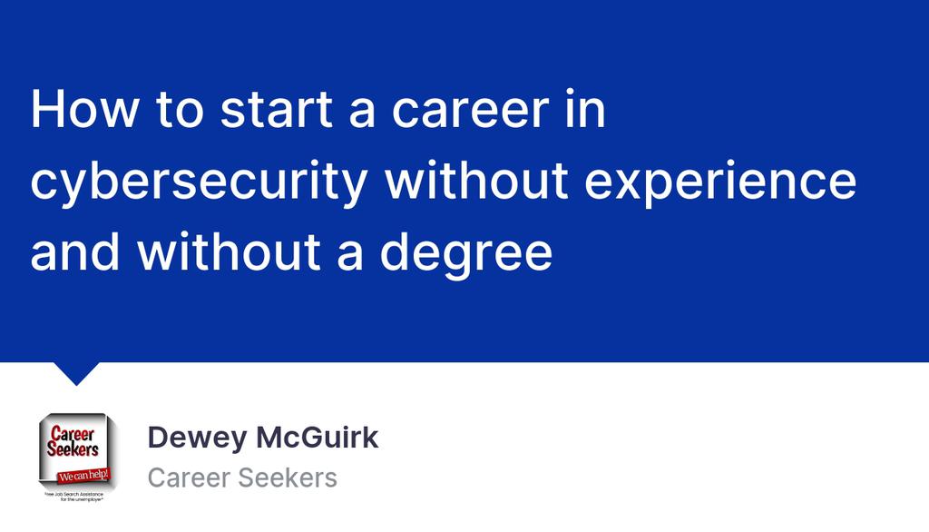 get_dewey's tweet image. Beginners guide to starting a career in cybersecurity

Read the full article: Start your career in Cybersecurity even if you have no experience--without a student loan!
▸ lttr.ai/uVJ3

#Cybersecuritycareers #Cybersecurityforbeginners #BasicCybersecurityTraining