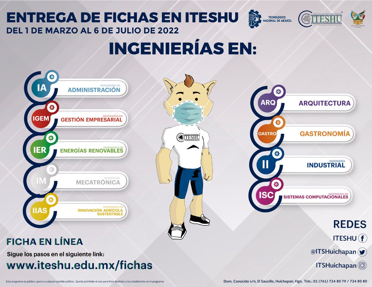 ITSHuichapan's tweet photo. ¿Ya tienes tu ficha? 🙌🙌🙌 
✅Contamos con 9 planes de estudio 
✅Ingenierías en fin de semana
✅Maestría en Ingeniería Mecatrónica
‼️No te quedes fuera‼️
Solicítala aquí 👉🏻  https://t.co/6wmOfDVExI https://t.co/uMsx1FCInS