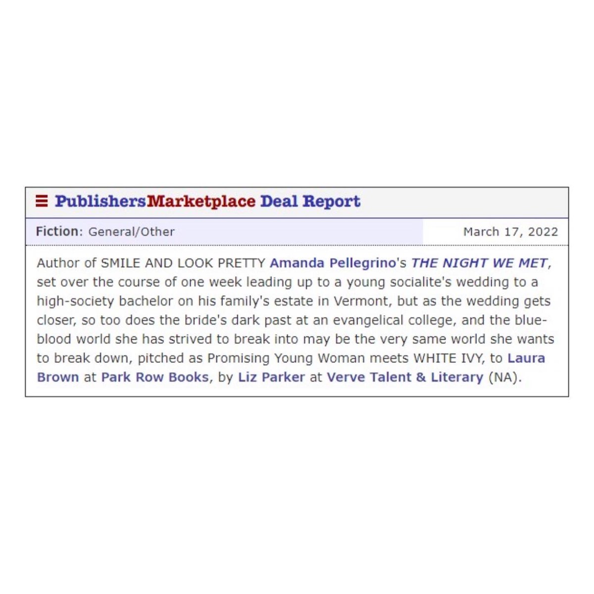 It’s official! THE NIGHT WE MET coming your way in 2023!