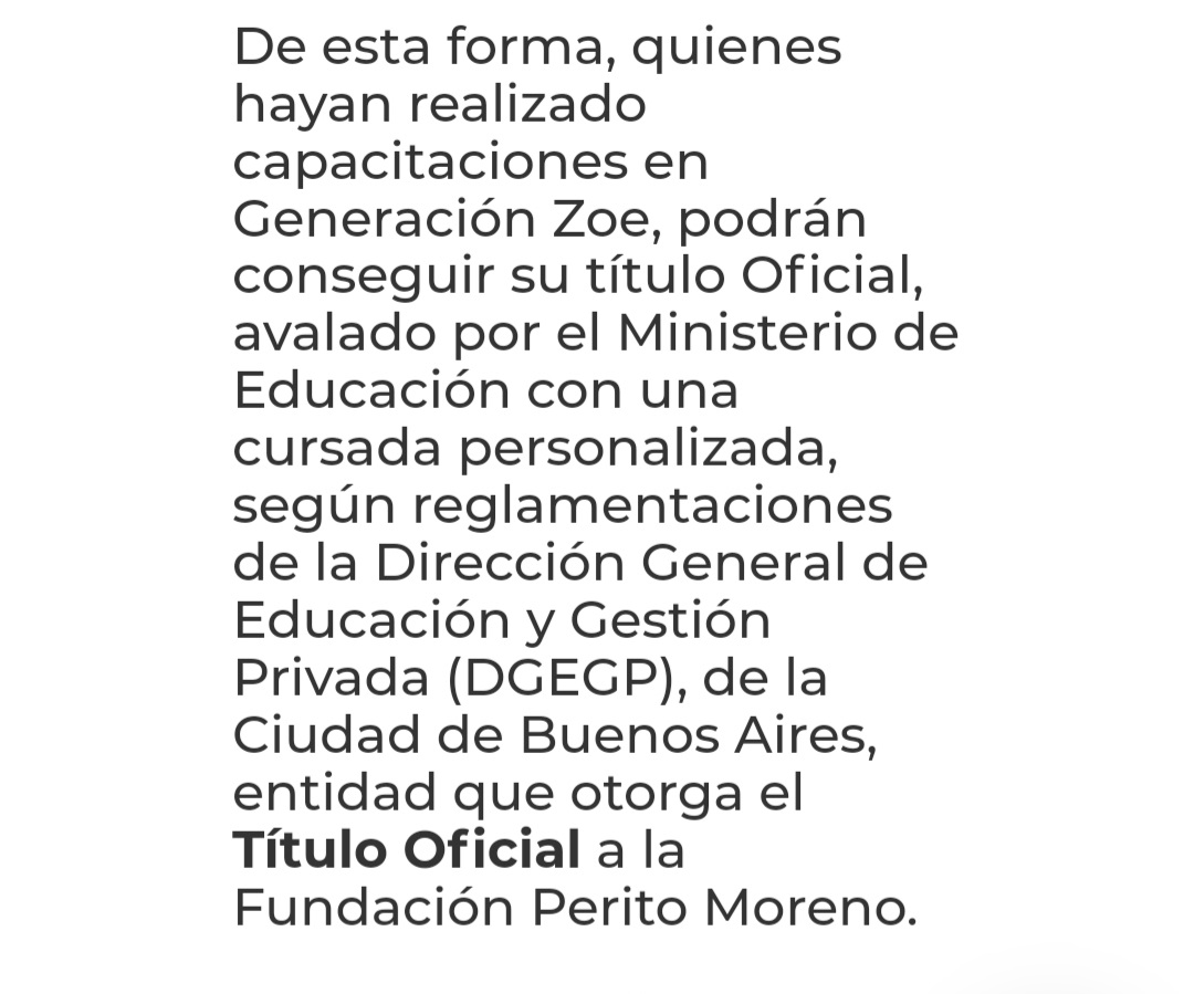 Indignados_Ar_'s tweet photo. @criptokenizados @SrMartinVic @maxifirtman Esto estaba en la página de fundación perito moreno. @ispmedu y estaría bueno q @MPFCABA pudiera investigar en caso de competencia; y @EducacionBA @Soledad_Acunia @OrtizMConstanza de la DGEGP pudieran expedirse al respecto. #ZOE #zoeponzi #titulooficial https://t.co/l9kOxDD4lA