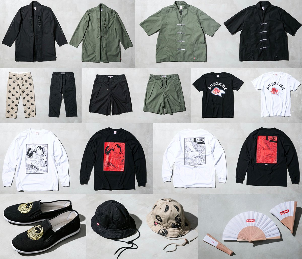 Supreme__Hustle's tweet photo. 04/11/2016
Supreme/Sasquatchfabrix

•The collection consisted of a Hanten Coat, Hanten Shirt, Chino Pant, Hakama Short, Long Sleeve T-shirt, Short Sleeve T-Shirt, a slip On Shoe, Crane Crusher and Folding Fan https://t.co/hc1ZBa5lei
