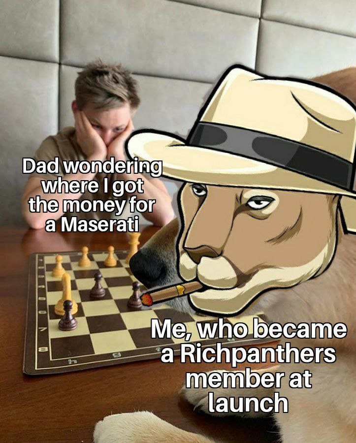 RichPanthers.io 💸 #RICHP

Only 3333 rare cats... still minting, a rare has resold for 1 ETH. The art looks great and the roadmap has a p2e game and utilities connected with <a href="/BillionToken/">Billion Token</a> 👑 $BLL... cashflows from #NFT buy back and reduce supply from 1Bn. #rNFT 🖼 #BLLish