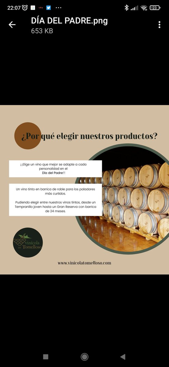 TomellosoWines's tweet photo. #vinos #diadelpadre #bodega #vinicoladetomello #domancha #vinosdecalidad https://t.co/AoNd4k0vBz