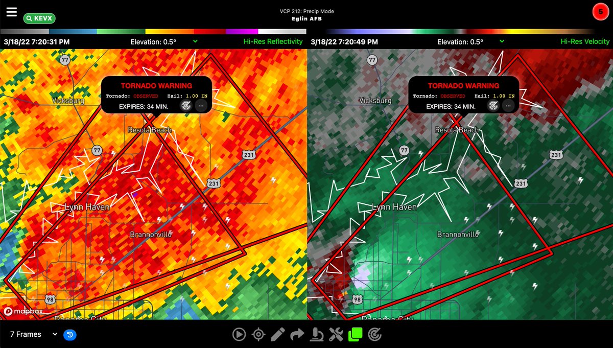 RadarOmega's tweet image. 🌪 OBSERVED Tornado Warning including Lynn Haven FL, Bayou George FL, Resota Beach FL until 7:00 PM CDT. SEEK SHELTER! #FLwx