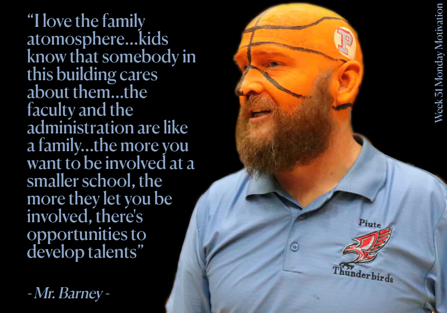 Week 31 Monday Motivation - Mr. Barney = English &amp; History Teacher, Super PHS Sports Enthusiast, Military Veteran, Artist, Coach, Friend. Mr. Barney is a leader in and out of the classroom. Read more...piutek12.org/en/62-district…