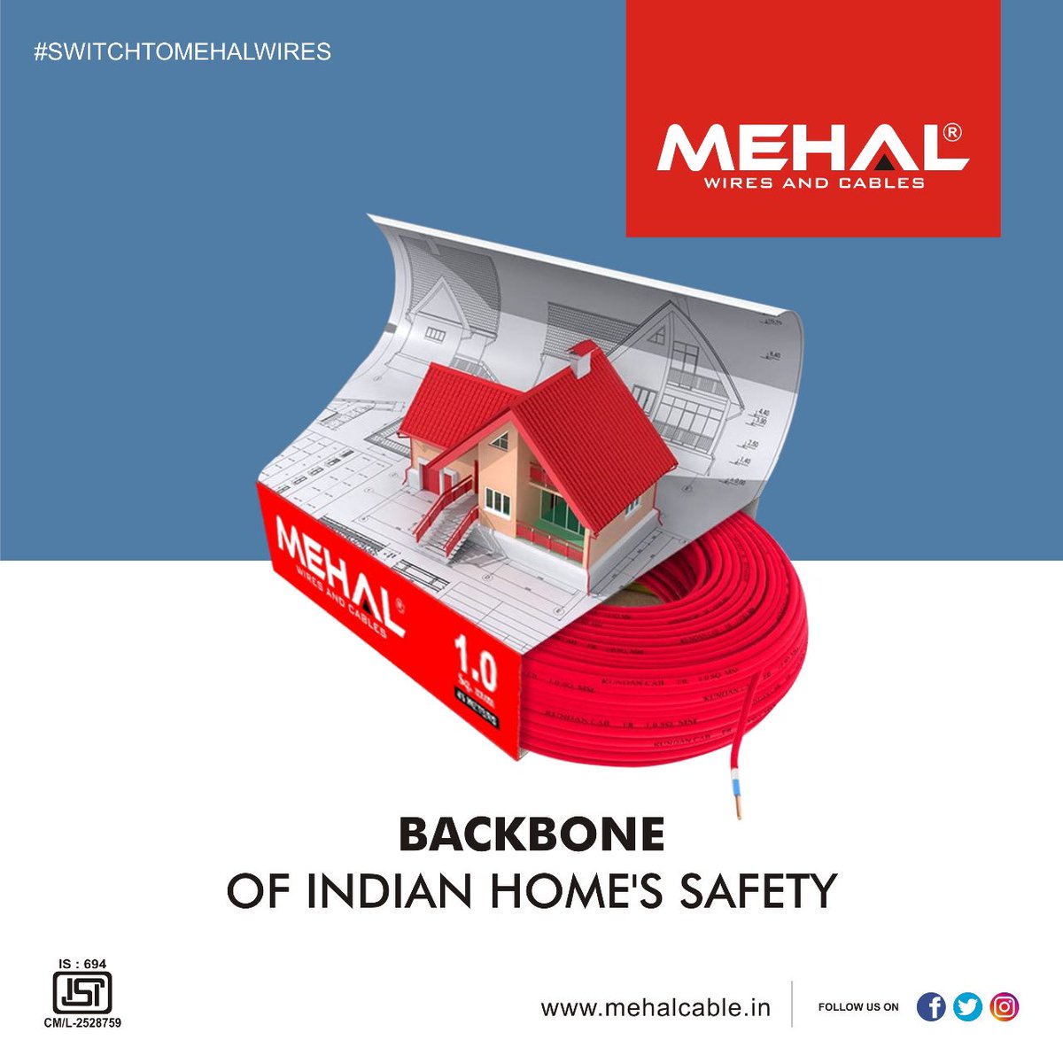 mehalcable's tweet photo. Backbone of Indian homes safety π‘π #switchtomehalwires #mehalwires #cables #houseguard #housewire #multistrandbracelet https://t.co/c9kbSdIQTr