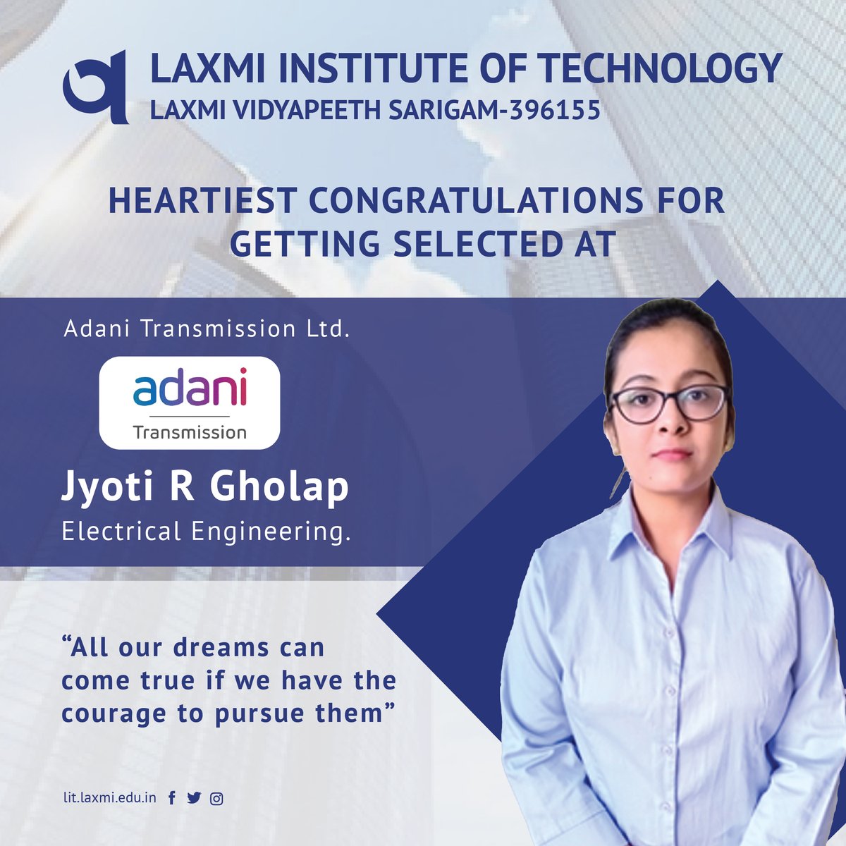 litsarigam's tweet photo. Heartiest congratulations 💐💐💐💐

#litsarigam #LIT #GajeraTrust #LaxmiDiamond #LaxmiVidyapeeth #electrical #electrician #engineering #electricalengineering  #technology   #electricity  #electricalwork  #power  #engineer #electricalengineer #hvac  #adani #adanitransmission https://t.co/IU9tKovO79
