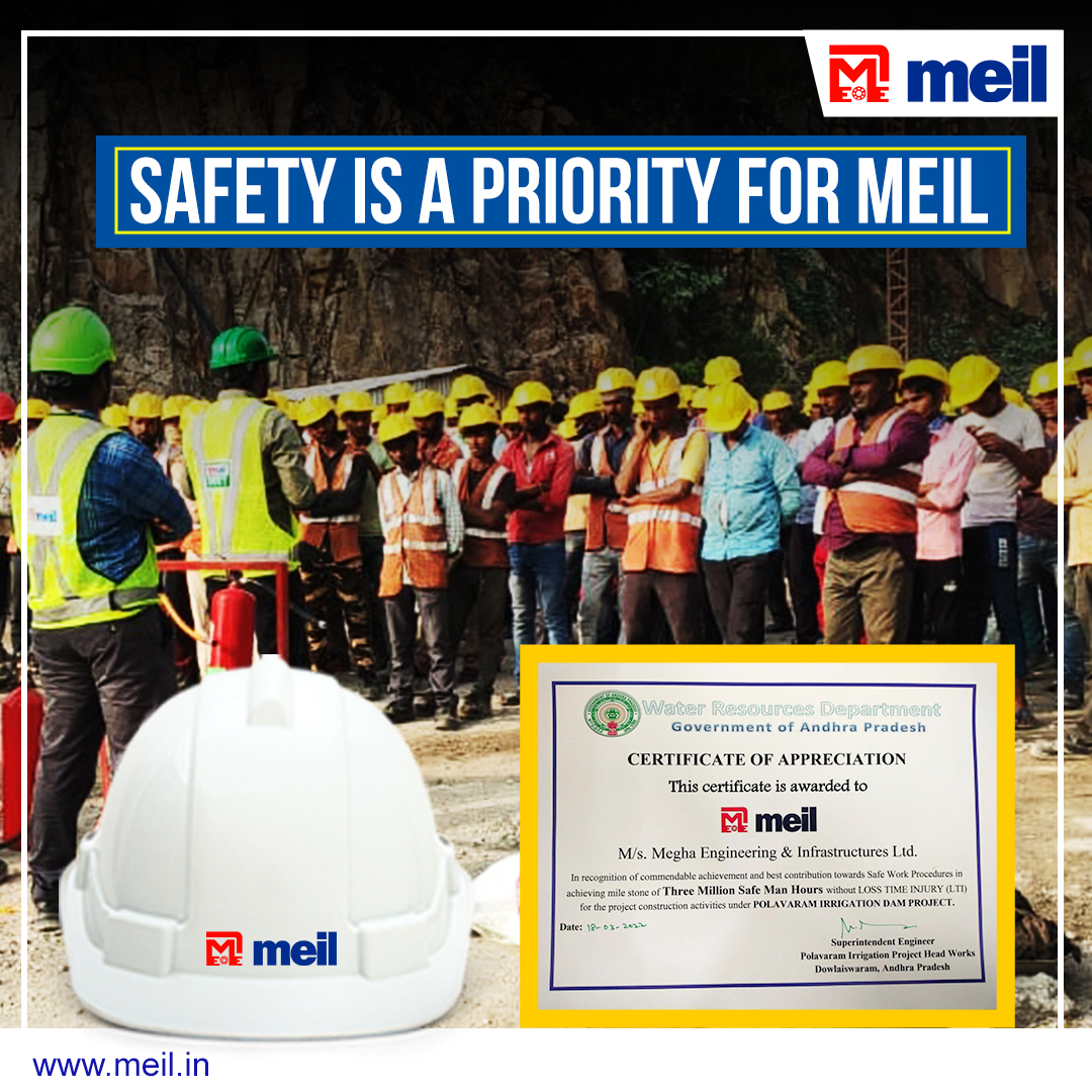 MEIL_Group's tweet image. The #MEIL once again completed the ‘three million safe man-hours’ mark between August 2021 and January 2022. The AP Govt presented a Certificate of Appreciation to MEIL on March 18, 2022.
#Polavaram #SafemanHours #safety 
@CWCOfficial_GoI