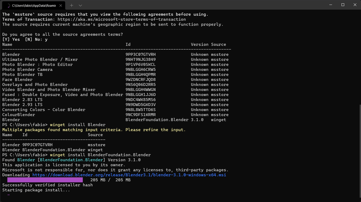 AkitaOnRails's tweet photo. Pra quem já usava Chocolatey da vida no Windows 10 isso não é nenhuma novidade, mas ainda fico "flabargasted" de instalar programas de Windows pelo Terminal. Diferente até do que um Homebrew no Mac que precisa instalar por fora, o winget já vem pré-instalado. Bizarro e da hora. https://t.co/HdtcaIdsti